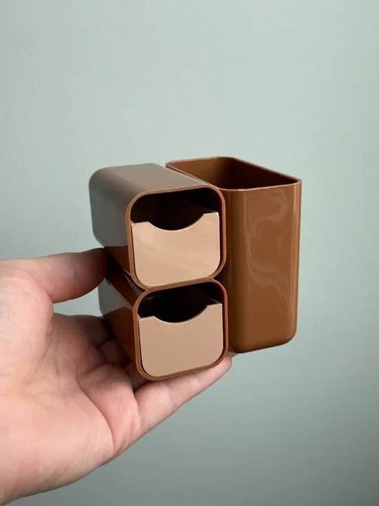 Small Brown Plastic Stationary Desk Organizer w/ Drawers - Picture 8 of 10